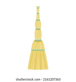 La escoba de limpieza proporciona una ilustración vectorial plana. Herramientas de limpieza domésticas. Dormitorios, cepillos, mopas, paletas aisladas en blanco