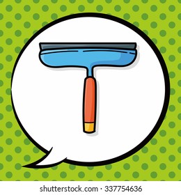 cleaning brush doodle, speech bubble