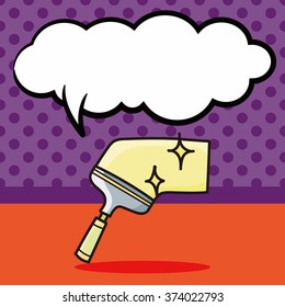 cleaning brush doodle, speech bubble