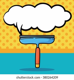 cleaning brush doodle, speech bubble