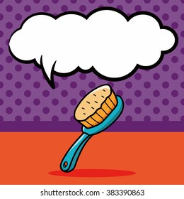 cleaning brush doodle, speech bubble