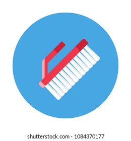 Cleaning brush flat icon isolated on blue background. Simple cleaning brush for cleaning the carpet sign symbol in flat style. Cleaning and washing Vector illustration for web and mobile design.