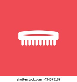 Cleaning Brush Flat Icon On Red Background