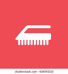 Cleaning Brush Flat Icon On Red Background