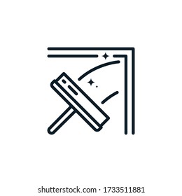 Cleaning brush glass, squeegee, scraper, wiper outline icons. Vector illustration. Editable stroke. Isolated icon suitable for web, infographics, interface and apps.  