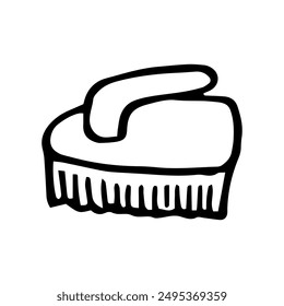 cleaning brush hand drawn in doodle style. minimalistic simple illustration. scandi monochrome