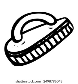 Cleaning brush hand drawn doodle. Washing things. Cleaning the house, kitchen. Laundry room. Vector outline line art illustration.