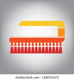 Cleaning brush hygiene tool sign. Vector. Horizontally sliced icon with colors from sunny gradient in gray background.