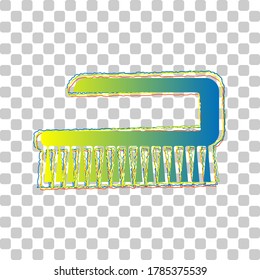 Cleaning brush hygiene tool sign. Blue to green gradient Icon with Four Roughen Contours on stylish transparent Background. Illustration.