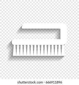 Cleaning brush hygiene tool sign. Vector. White icon with soft shadow on transparent background.