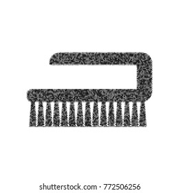 Cleaning brush hygiene tool sign. Vector. Black icon from many ovelapping circles with random opacity on white background. Noisy. Isolated.