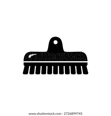 Cleaning brush icon black and white vector scrub brush symbol for housekeeping and janitor services