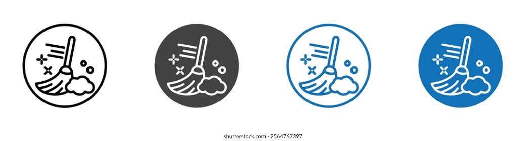 Cleaning brush icon flat editable icon mark set.