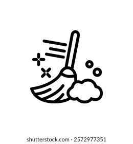 Cleaning brush icon flat editable icon mark