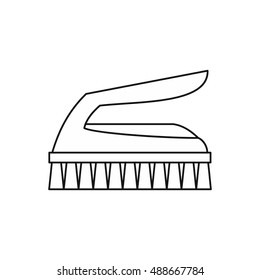 Cleaning brush icon in outline style isolated on white background. Clean symbol vector illustration