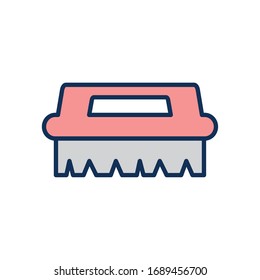 cleaning brush icon over white background, line fill style, vector illustration