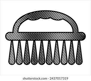 Cleaning Brush Icon, Scrub Brush Vector Art Illustration