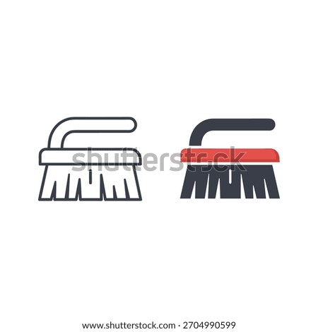 Cleaning brush icon set for housework and hygiene tasks