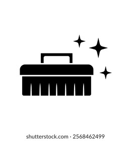 cleaning brush icon, simple flat style, vector illustration symbol sign logo template pictogram, for ui or ux isolated on white for mobile app, editable	