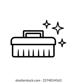 cleaning brush icon, simple flat style, vector illustration symbol sign logo template pictogram, for ui or ux isolated on white for mobile app, editable	