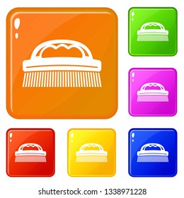 Cleaning brush icons set collection vector 6 color isolated on white background