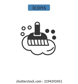 cleaning brush icons  symbol vector elements for infographic web