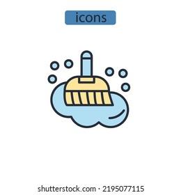 cleaning brush icons  symbol vector elements for infographic web