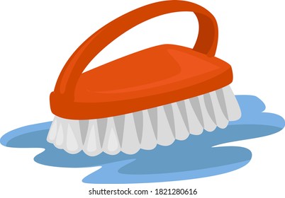 Cleaning brush, illustration, vector on white background