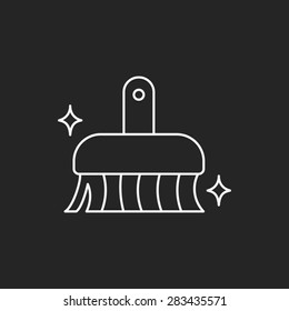 cleaning brush line icon