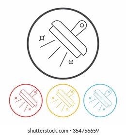 cleaning brush line icon