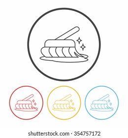 cleaning brush line icon