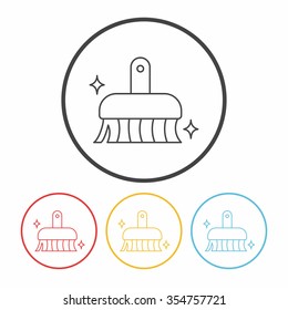 cleaning brush line icon