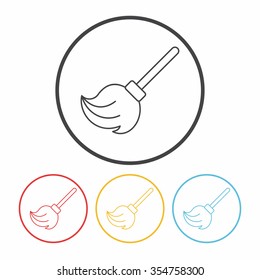 cleaning brush line icon