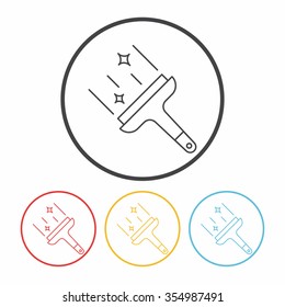 cleaning brush line icon