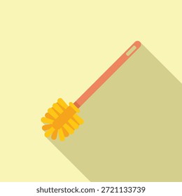 O pincel de limpeza está deitado com sombra longa no plano de fundo amarelo