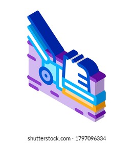 cleaning brush on wheels icon vector. isometric cleaning brush on wheels sign. color isolated symbol illustration