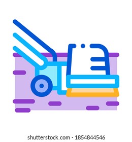 cleaning brush on wheels icon vector. cleaning brush on wheels sign. color symbol illustration