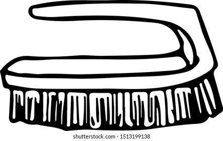 Cleaning Brush Outline Drawing - Vector Illustration