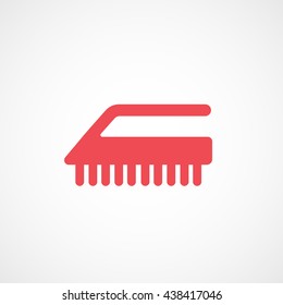 Cleaning Brush Red Flat Icon On White Background