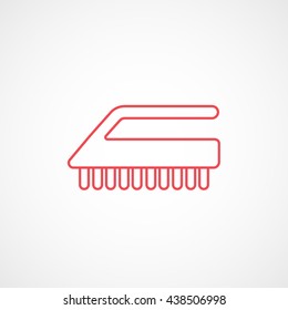 Cleaning Brush Red Line Icon On White Background