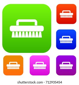 Cleaning brush set icon color in flat style isolated on white. Collection sings vector illustration