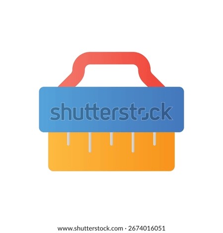 Cleaning Brush Tool Flat Color Icon: Housework and Cleaning