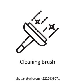 Cleaning Brush Vector Outline Icon Design illustration. Housekeeping Symbol on White background EPS 10 File