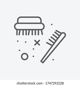 Cleaning brushes icon line symbol. Isolated vector illustration of icon sign concept for your web site mobile app logo UI design.