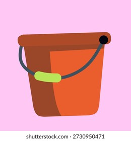 Cleaning bucket in flat vector style for household chores. Perfect for mop icons, cleaning sets, and home maintenance visuals.