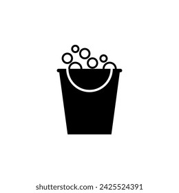 Cubo de limpieza con icono de vector plano de espuma. Símbolo sólido simple aislado sobre fondo blanco