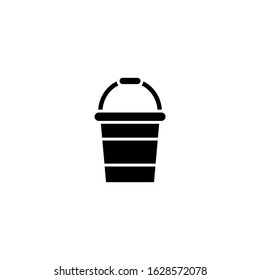 Cleaning bucket icon in black flat shape design isolated on white background