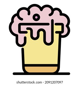 Cleaning bucket icon. Outline cleaning bucket vector icon color flat isolated