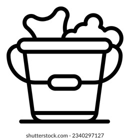 Cleaning bucket icon outline vector. Clean sponge. Home brush