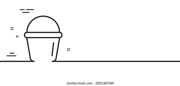 Cleaning bucket line icon. Washing Housekeeping equipment sign. Minimal line illustration background. Bucket line icon pattern banner. White web template concept. Vector